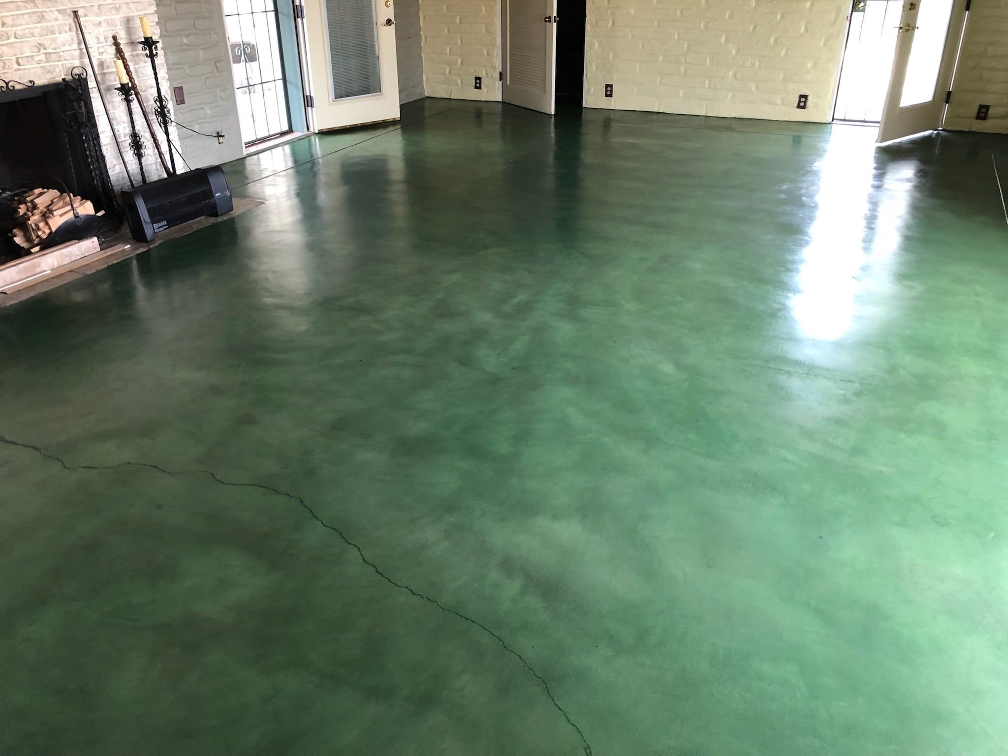 green polished concrete stained